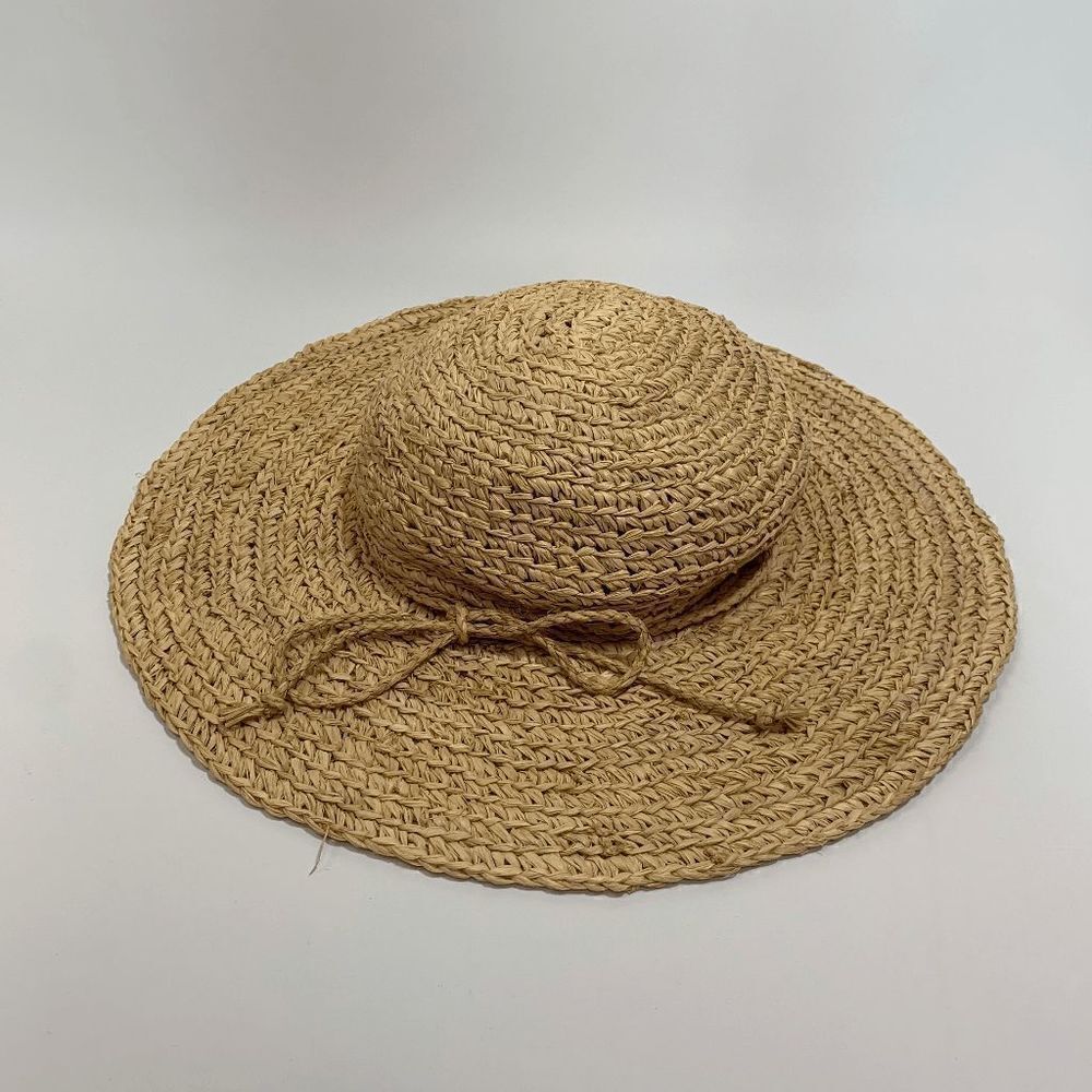 San Diego Womens Eco Friendly Straw Beach Hat Wide Brim Bow Tie OS